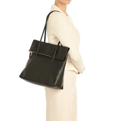 Anna Women's tote bag in vintage leather color black
