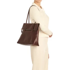 Anna Women's tote bag in vintage leather color coffee