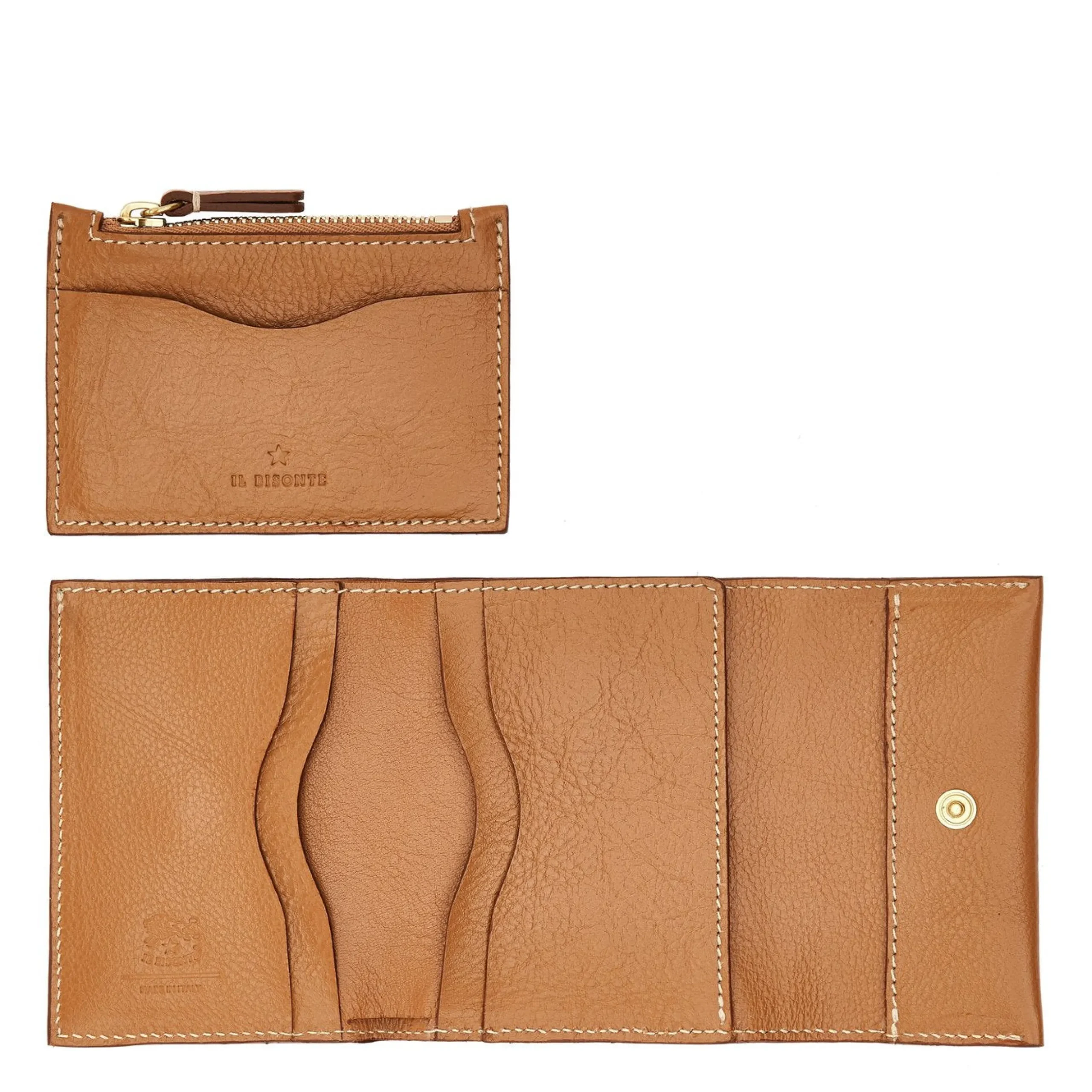 Anna Women's small wallet in leather color gianduia