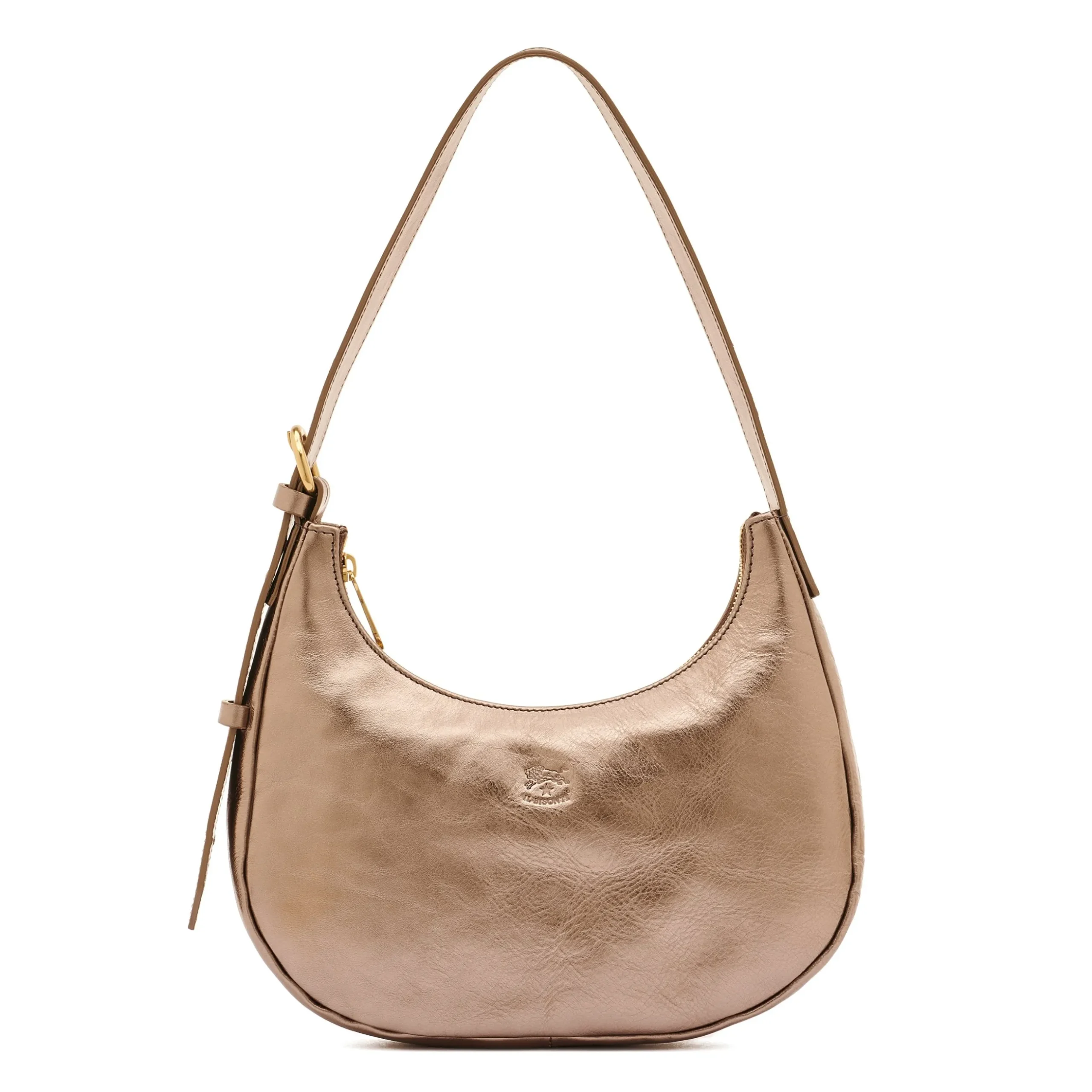 Belcanto Women's shoulder bag in metallic leather color metallic bronze