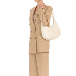 Belcanto Women's shoulder bag in leather color milk