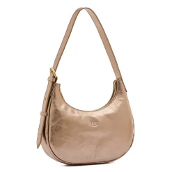 Belcanto Women's shoulder bag in metallic leather color metallic bronze