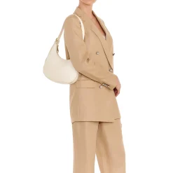 Belcanto Women's shoulder bag in leather color milk