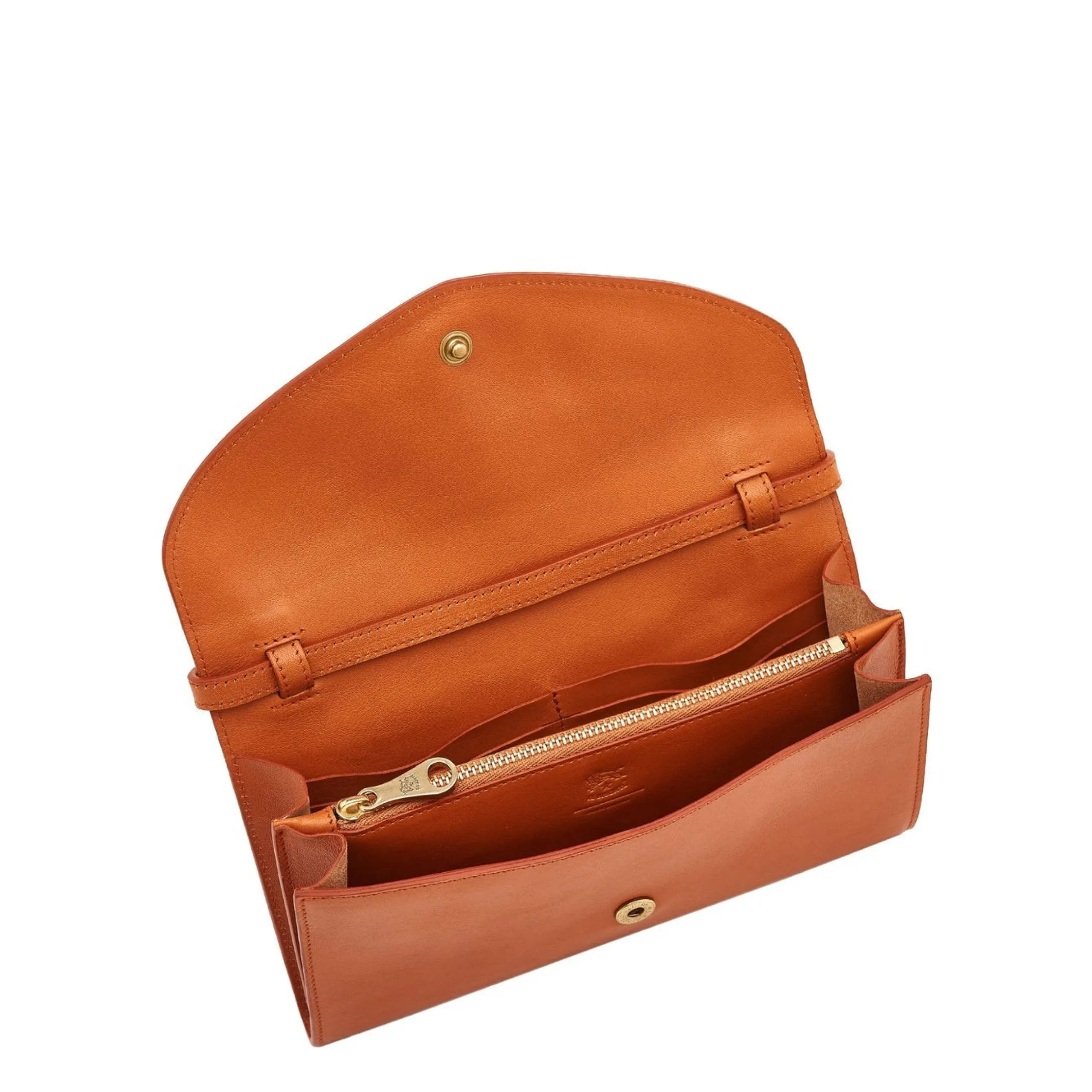 Bigallo Women's clutch bag in leather color caramel