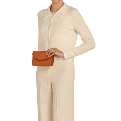 Bigallo Women's clutch bag in leather color caramel