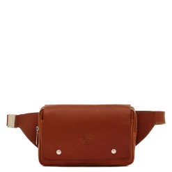 Brolio Men's belt bag in vintage leather color sepia