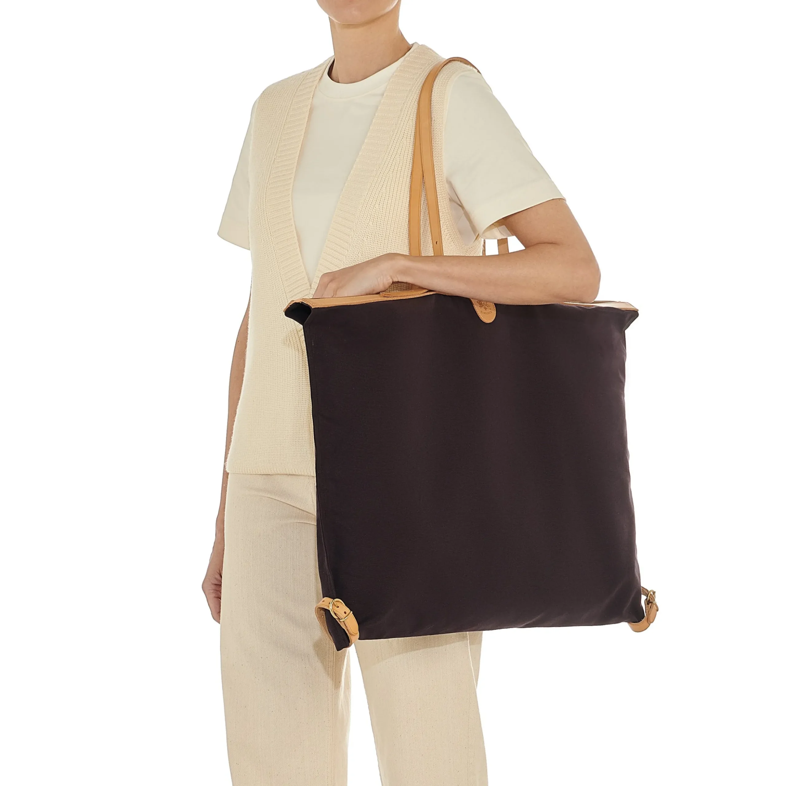 Caramella Women's shoulder bag in fabric color blue/natural
