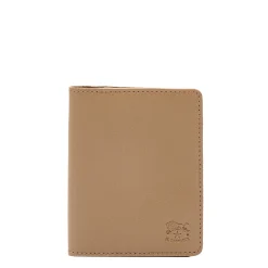 Card case in leather color light grey