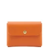 Card case in leather color orange