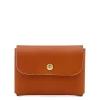 Card case in leather color caramel