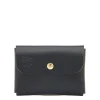 Card case in leather color blue