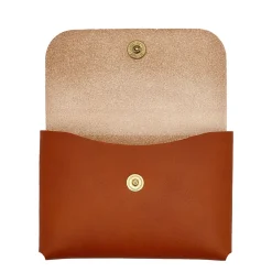 Card case in leather color caramel