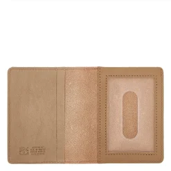 Card case in leather color light grey