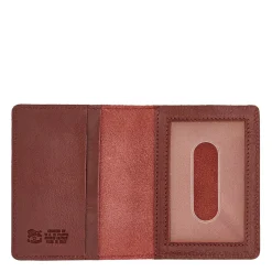 Card case in leather color black cherry