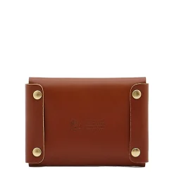 Card case in leather color sepia