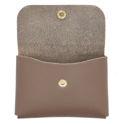 Card case in leather color light grey