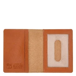 Card case in leather color caramel