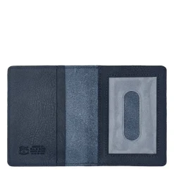 Card case in leather color blue