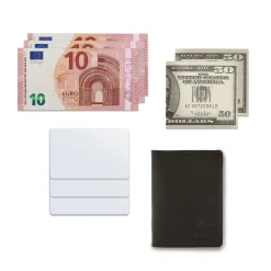 Card case in leather color black