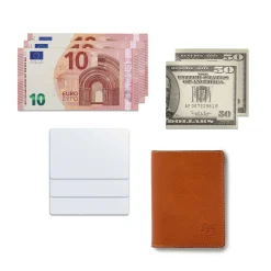 Card case in leather color caramel