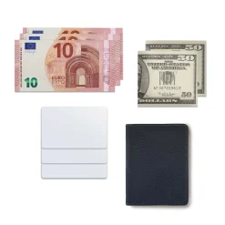 Card case in leather color blue