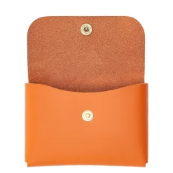Card case in leather color orange