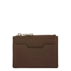 Cestello Men's card case in vintage leather color coffee