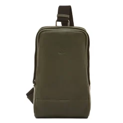 Cestello Men's one strap backpack in vintage leather color forest