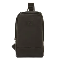 Cestello Men's one strap backpack in vintage leather color black
