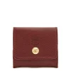 Coin purse in leather color black cherry