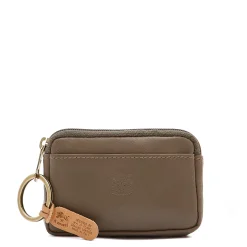 Coin purse in leather color light grey