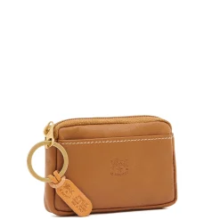 Coin purse in leather color gianduia