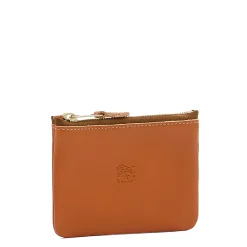 Coin purse in leather color caramel