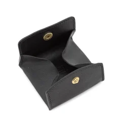 Coin purse in leather color black