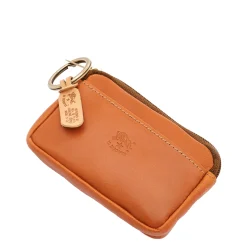 Coin purse in leather color caramel