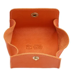 Coin purse in leather color orange