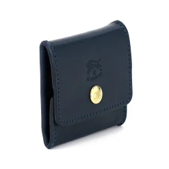 Coin purse in leather color blue