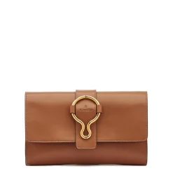 Consuelo Women's clutch bag in leather color chocolate
