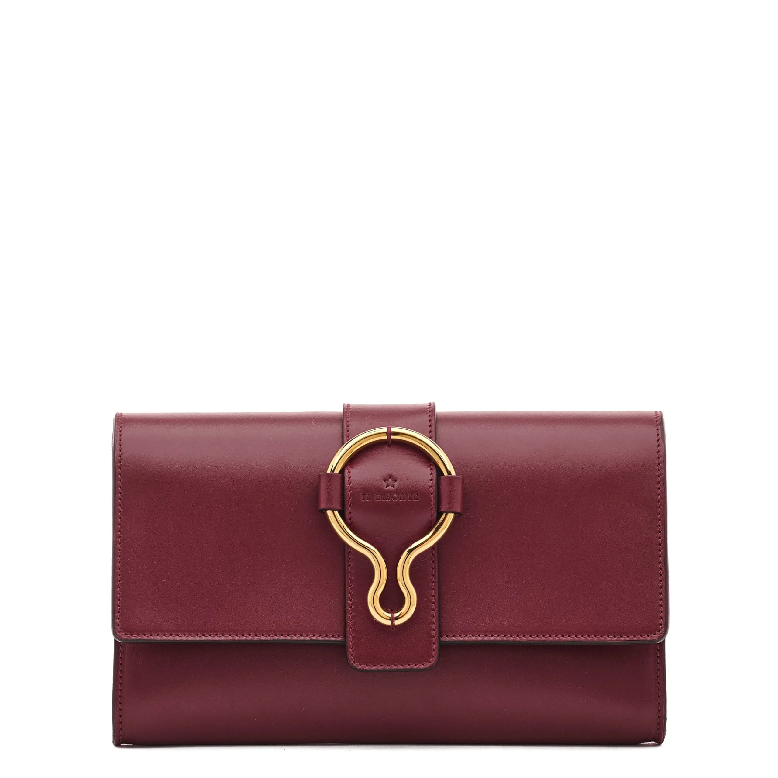 Consuelo Women's clutch bag in leather color black cherry