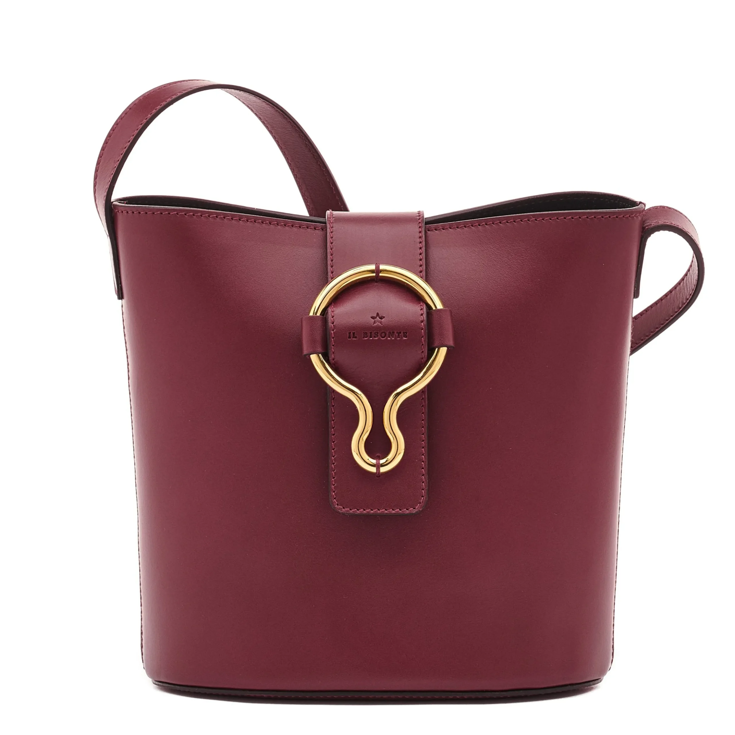 Consuelo Women's bucket bag in leather color black cherry