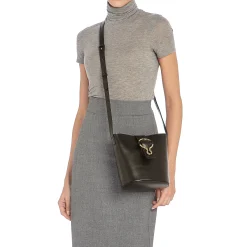 Consuelo Women's bucket bag in leather color black