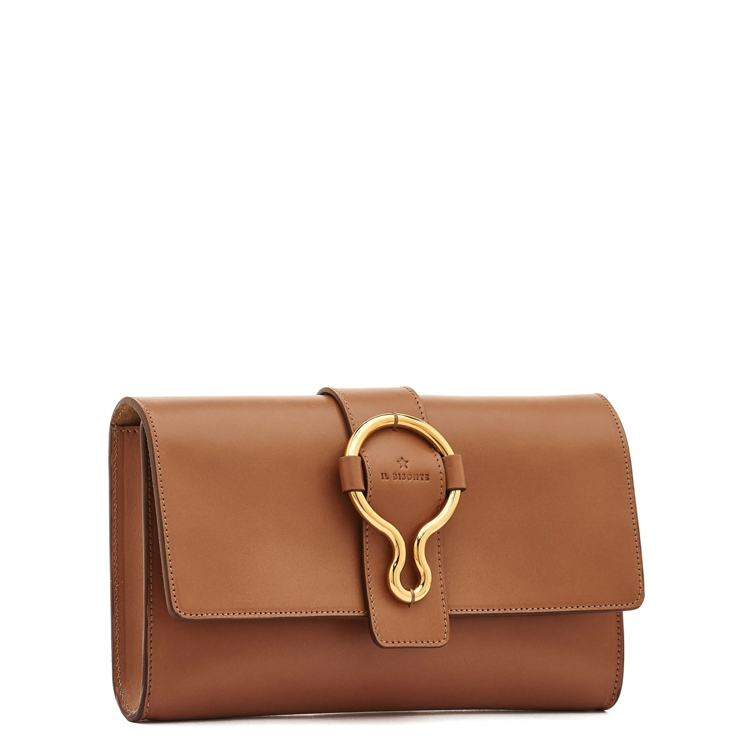 Consuelo Women's clutch bag in leather color chocolate