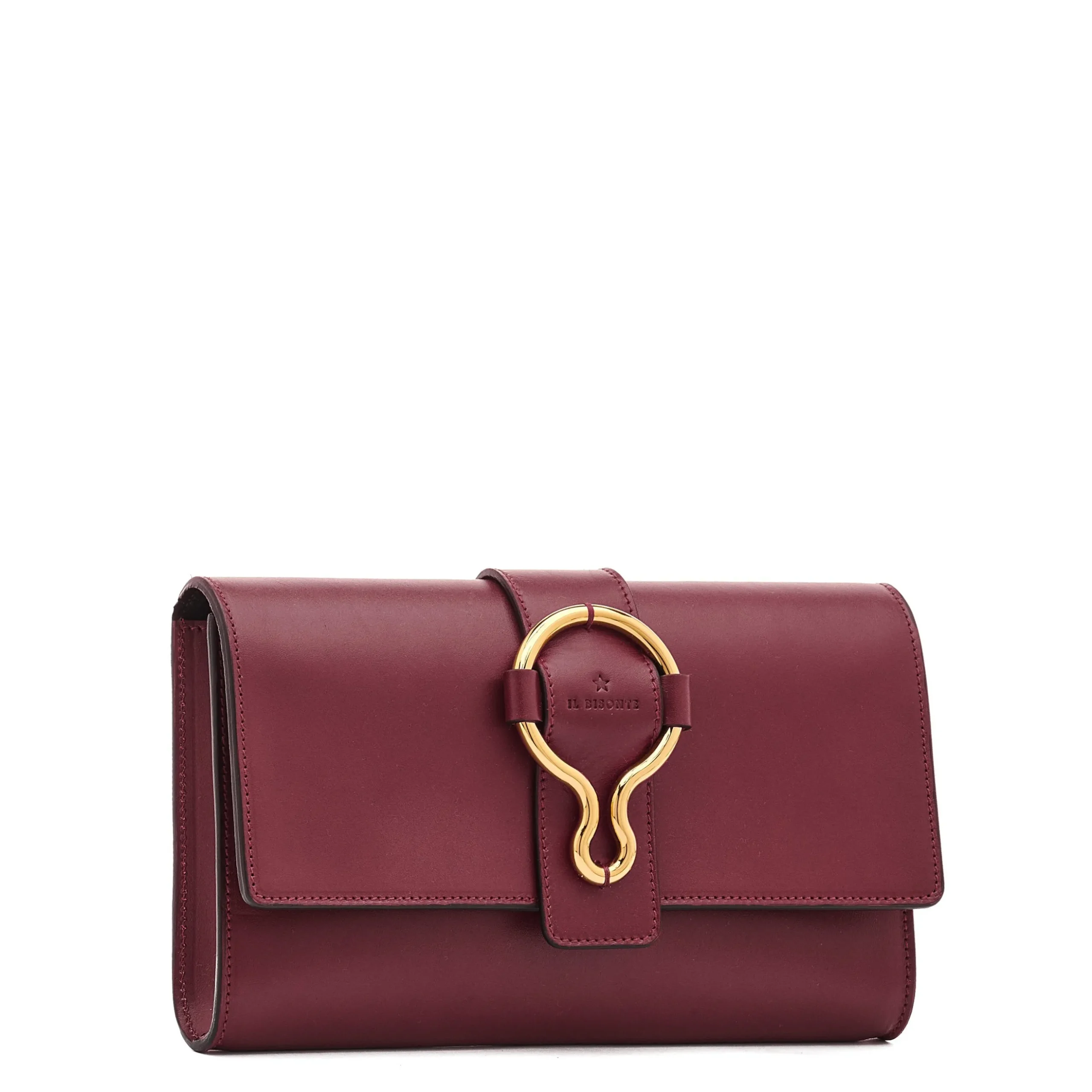 Consuelo Women's clutch bag in leather color black cherry