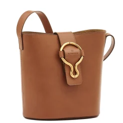 Consuelo Women's bucket bag in leather color chocolate