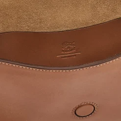 Consuelo Women's clutch bag in leather color chocolate