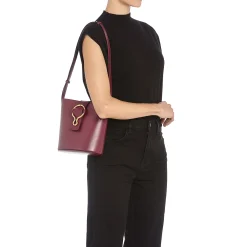Consuelo Women's bucket bag in leather color black cherry