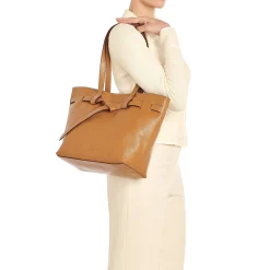 Elisa Women's tote bag in leather color gianduia