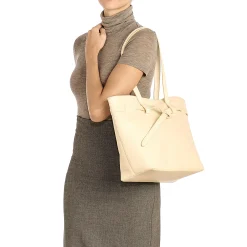 Elisa Women's tote bag in leather color white