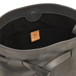 Elisa Women's bucket bag in leather color grafite