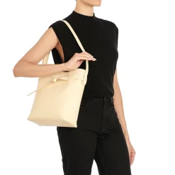 Elisa Women's bucket bag in leather color white